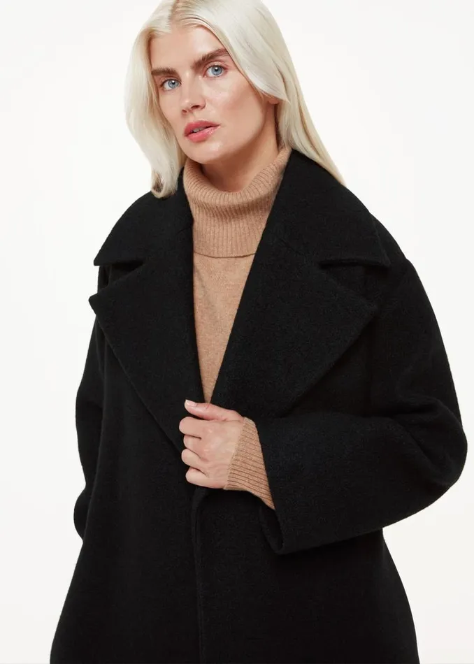 Whistles Petite Coats and Jackets Black Petite Lorna Wrap Wool Coat 8211 Women