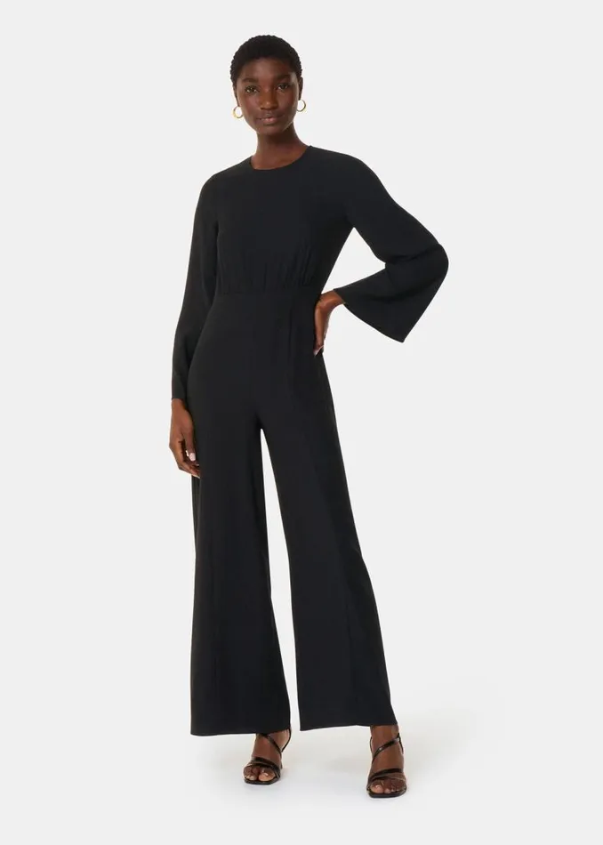 Whistles Petite Dresses and Jumpsuits Black Petite Bonnie Gathered Jumpsuit 8211 Women