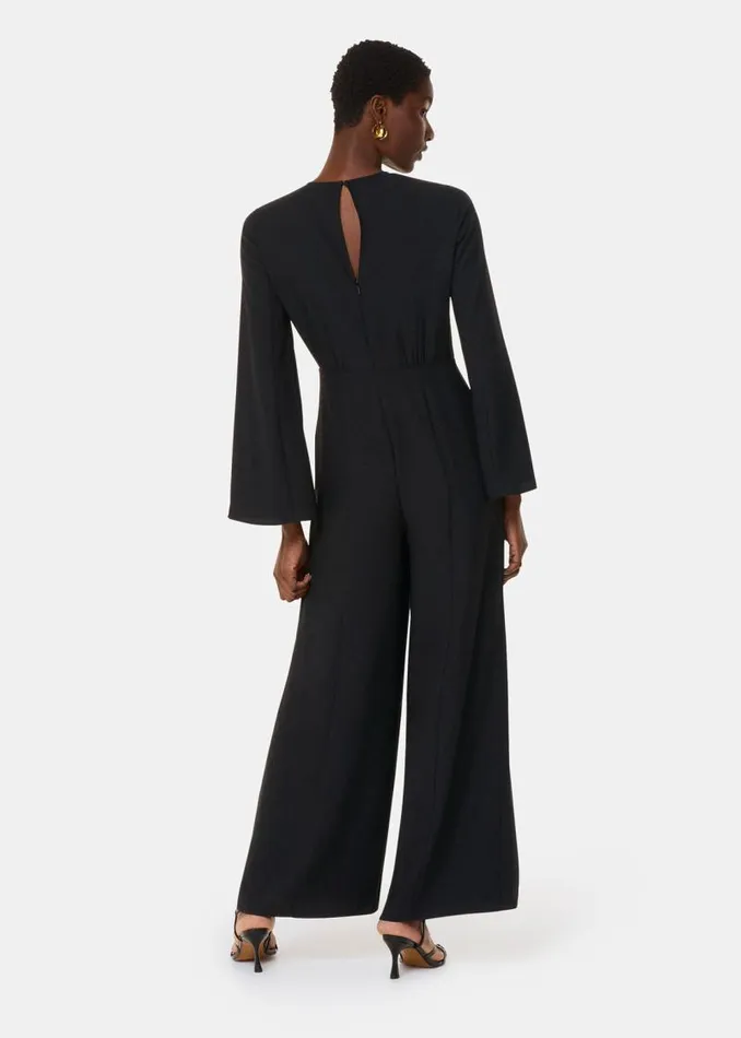 Whistles Petite Dresses and Jumpsuits Black Petite Bonnie Gathered Jumpsuit 8211 Women