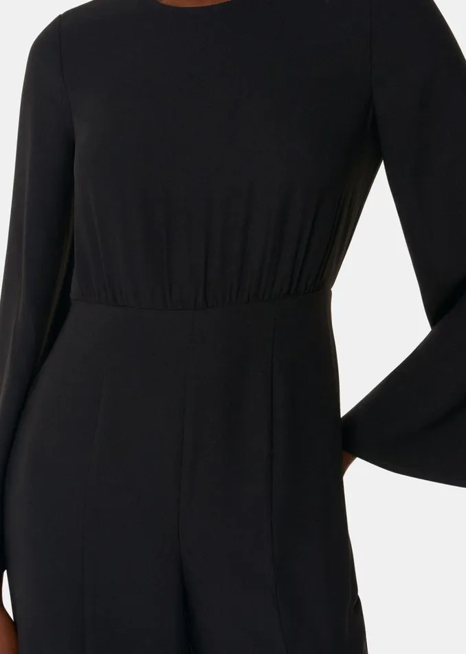 Whistles Petite Dresses and Jumpsuits Black Petite Bonnie Gathered Jumpsuit 8211 Women