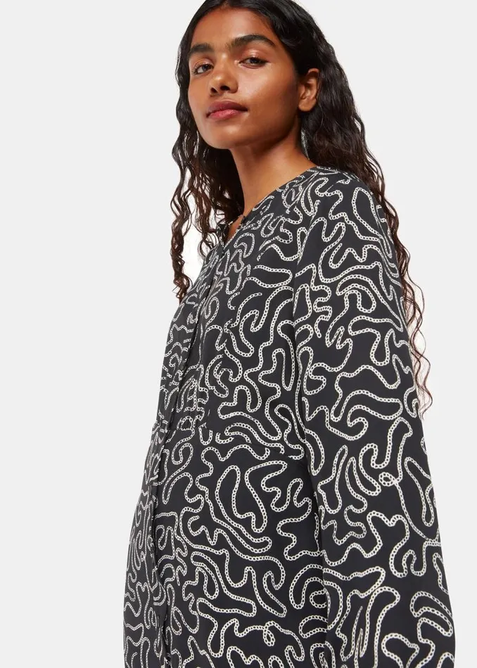 Whistles Petite Dresses and Jumpsuits Black Petite Chain Print Flippy Dress 8211 Women