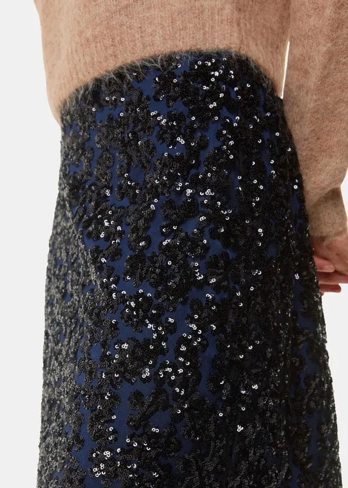 Whistles Skirts Black Floral Sequin Midi Skirt 8211 Women