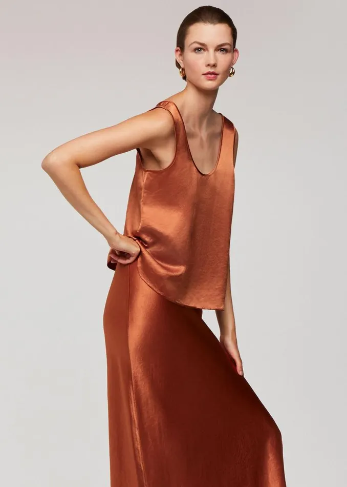 Whistles Skirts Bronze Ella Bias Cut Skirt 8211 Women