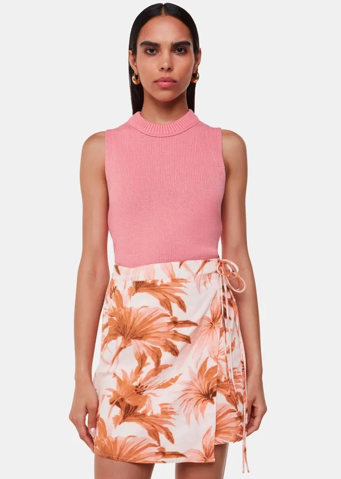 Whistles Skirts Pink Honolulu Linen Blend Skirt 8211 Women