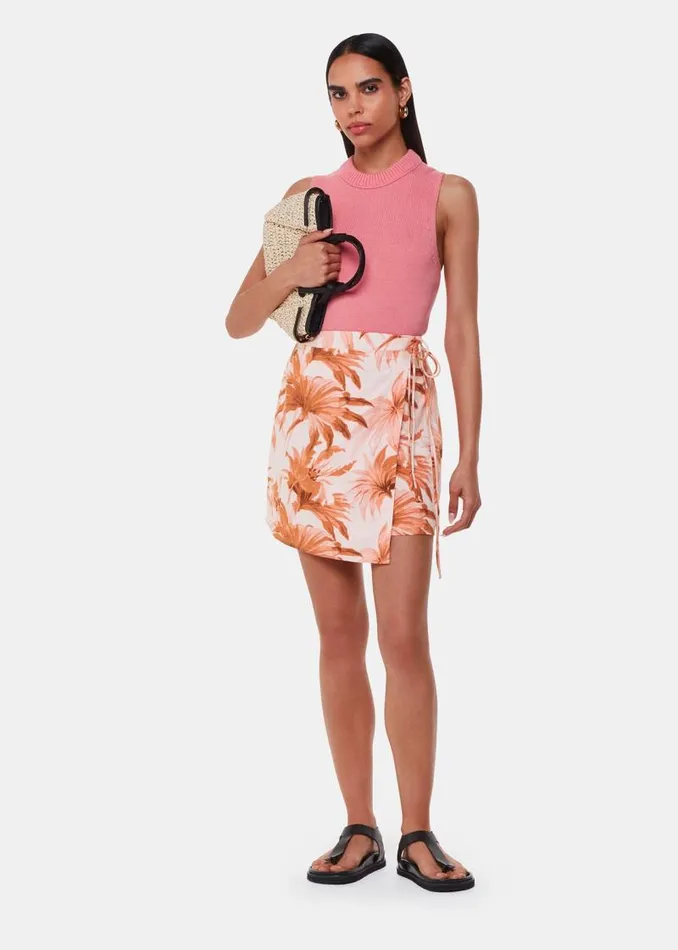 Whistles Skirts Pink Honolulu Linen Blend Skirt 8211 Women