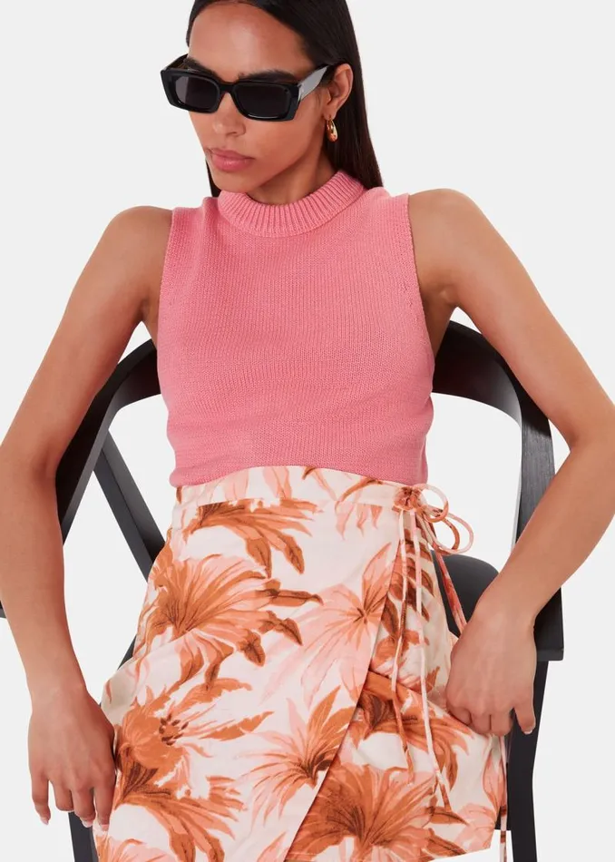 Whistles Skirts Pink Honolulu Linen Blend Skirt 8211 Women