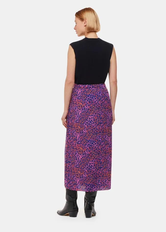 Whistles Skirts Pink Mottled Leopard Midi Skirt 8211 Women