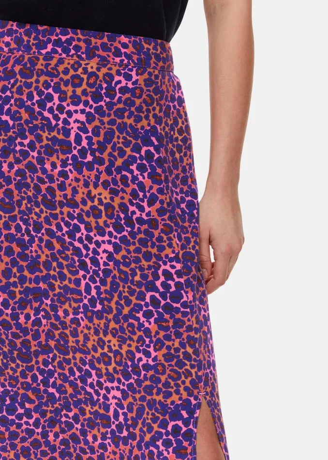 Whistles Skirts Pink Mottled Leopard Midi Skirt 8211 Women