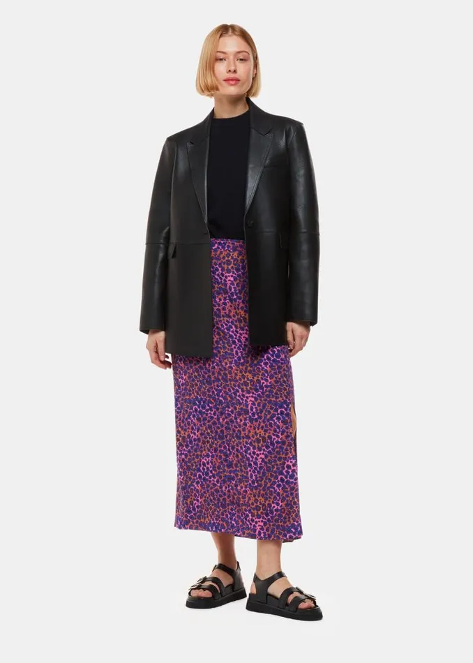 Whistles Skirts Pink Mottled Leopard Midi Skirt 8211 Women
