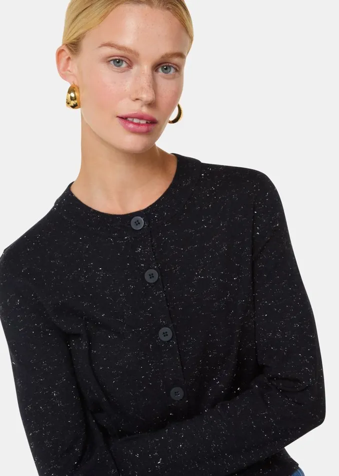 Whistles Sweaters and Cashmere Black Annie Sparkle Cardigan 8211 Women