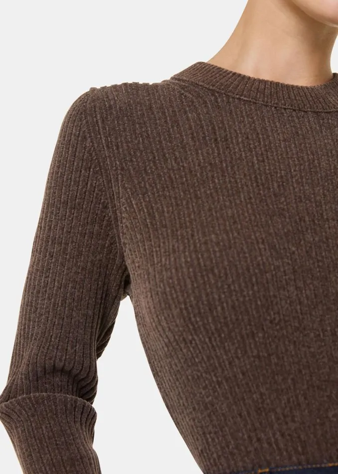 Whistles Sweaters and Cashmere Brown Chenille Rib Detail Sweater 8211 Women