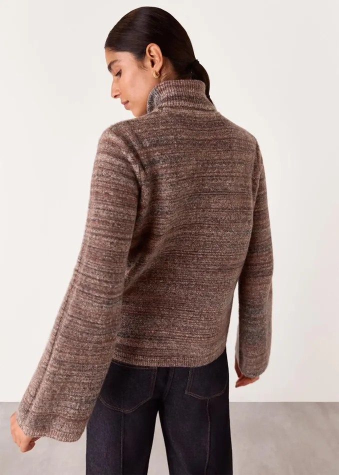 Whistles Sweaters and Cashmere Brown Textured Mock Neck Sweater 8211 Women