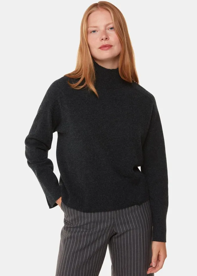 Whistles Sweaters and Cashmere Dark Grey Cashmere Mock Neck Sweater 8211 Women Whistles Sweaters and Cashmere Dark Grey Cashmere Mock Neck Sweater 8211 Women