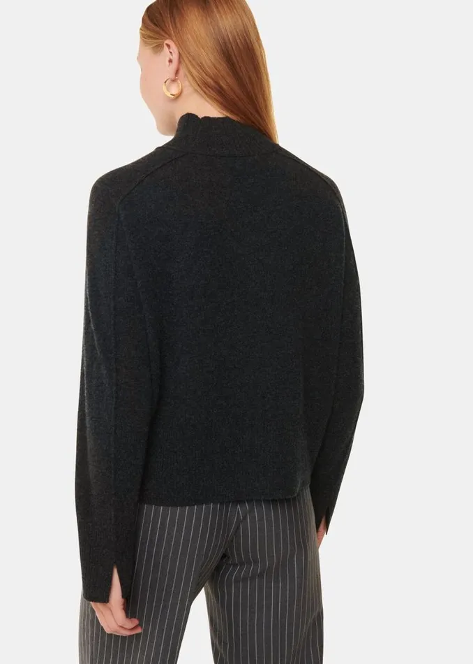 Whistles Sweaters and Cashmere Dark Grey Cashmere Mock Neck Sweater 8211 Women