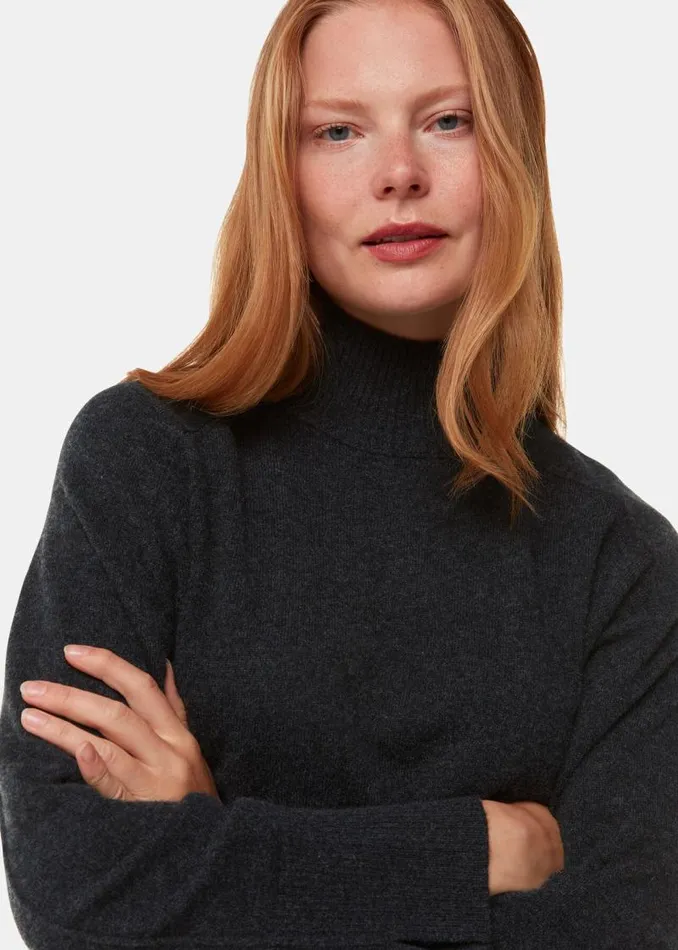 Whistles Sweaters and Cashmere Dark Grey Cashmere Mock Neck Sweater 8211 Women