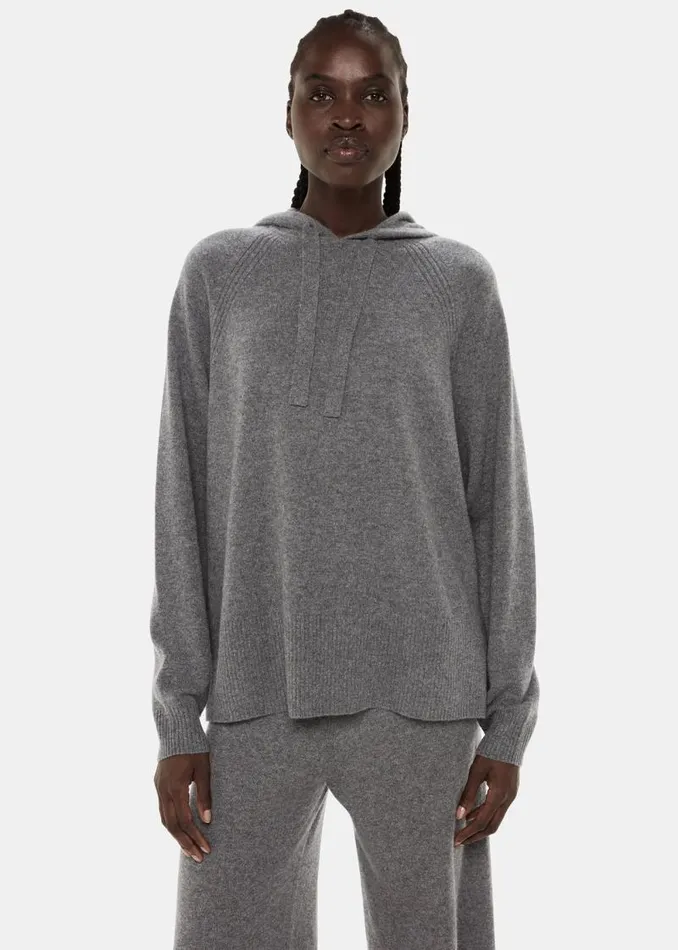 Whistles Sweaters and Cashmere Grey Cashmere Hoodie 8211 Women
