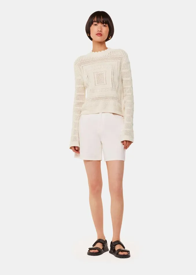 Whistles Sweaters and Cashmere Ivory Crochet Detail Knit 8211 Women