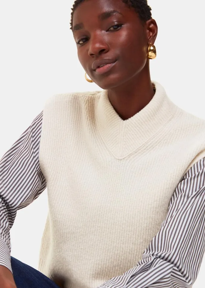 Whistles Sweaters and Cashmere Ivory High V Neck Sweater Vest 8211 Women