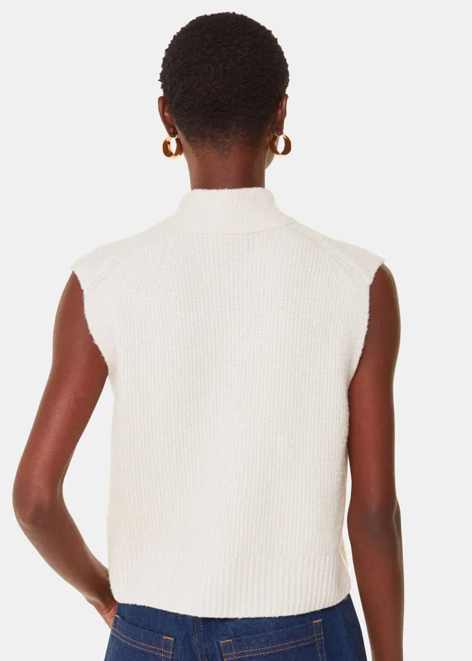 Whistles Sweaters and Cashmere Ivory High V Neck Sweater Vest 8211 Women