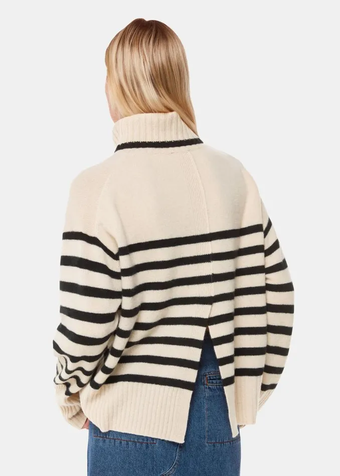 Whistles Sweaters and Cashmere Ivory Stripe Wool Turtleneck Sweater 8211 Women