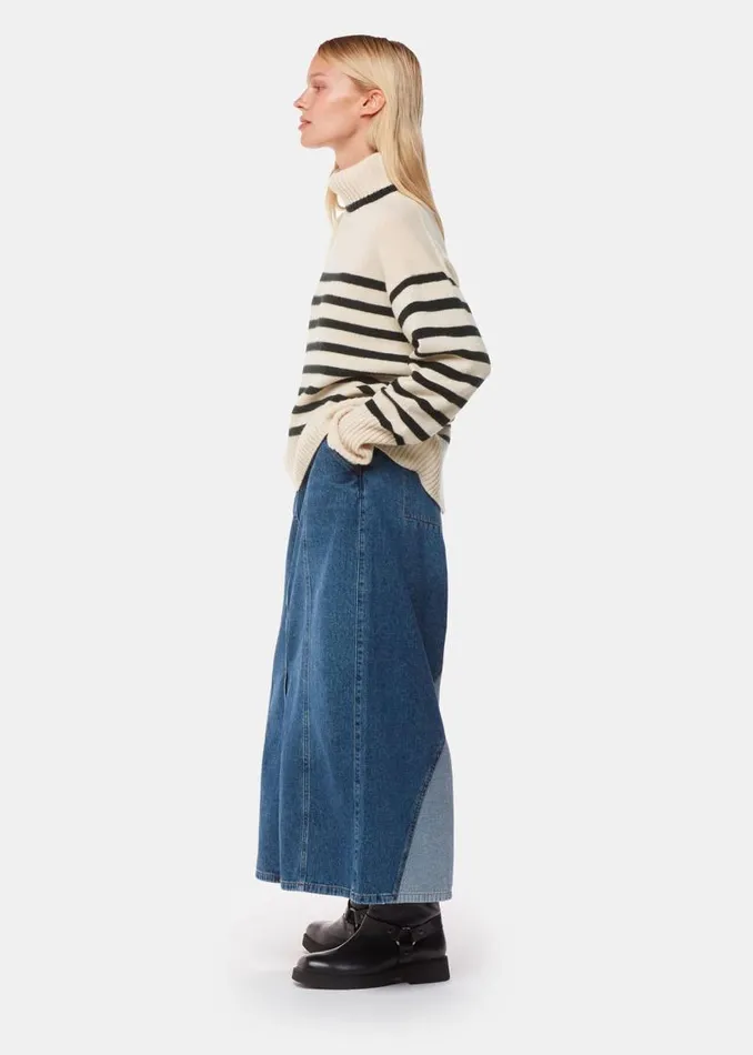 Whistles Sweaters and Cashmere Ivory Stripe Wool Turtleneck Sweater 8211 Women