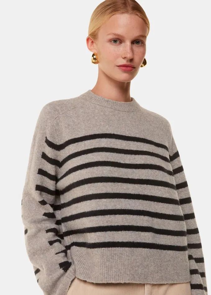 Whistles Sweaters and Cashmere Multicolour Wool Mix Stripe Contrast Sweater 8211 Women Whistles Sweaters and Cashmere Multicolour Wool Mix Stripe Contrast Sweater 8211 Women