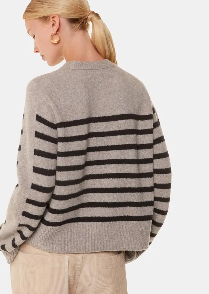Whistles Sweaters and Cashmere Multicolour Wool Mix Stripe Contrast Sweater 8211 Women