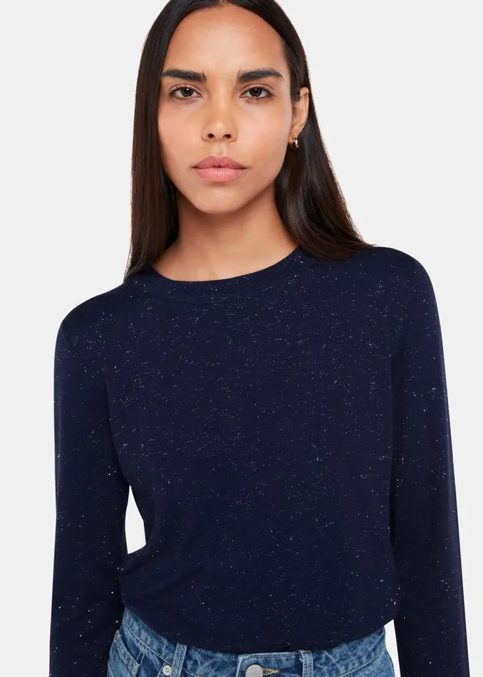 Whistles Sweaters and Cashmere Navy Annie Sparkle Crew Neck Sweater 8211 Women Whistles Sweaters and Cashmere Navy Annie Sparkle Crew Neck Sweater 8211 Women