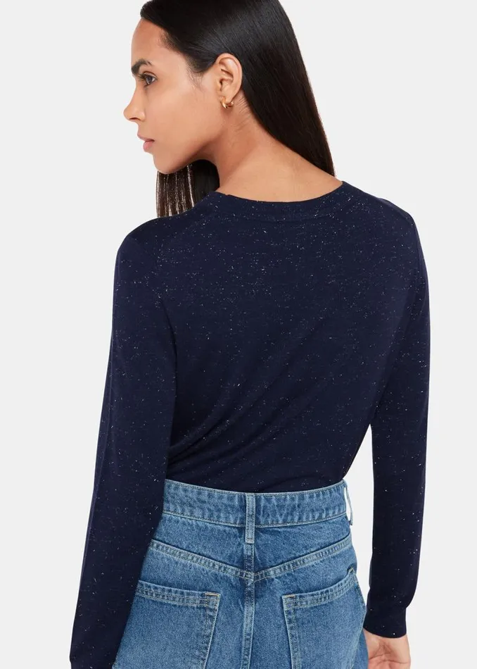 Whistles Sweaters and Cashmere Navy Annie Sparkle Crew Neck Sweater 8211 Women