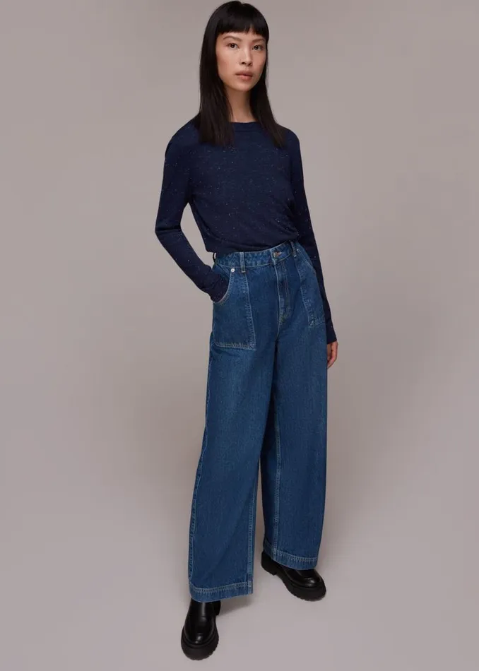 Whistles Sweaters and Cashmere Navy Annie Sparkle Crew Neck Sweater 8211 Women