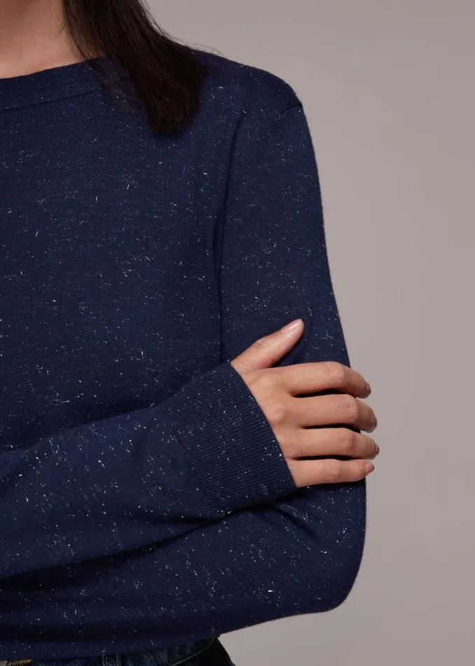 Whistles Sweaters and Cashmere Navy Annie Sparkle Crew Neck Sweater 8211 Women