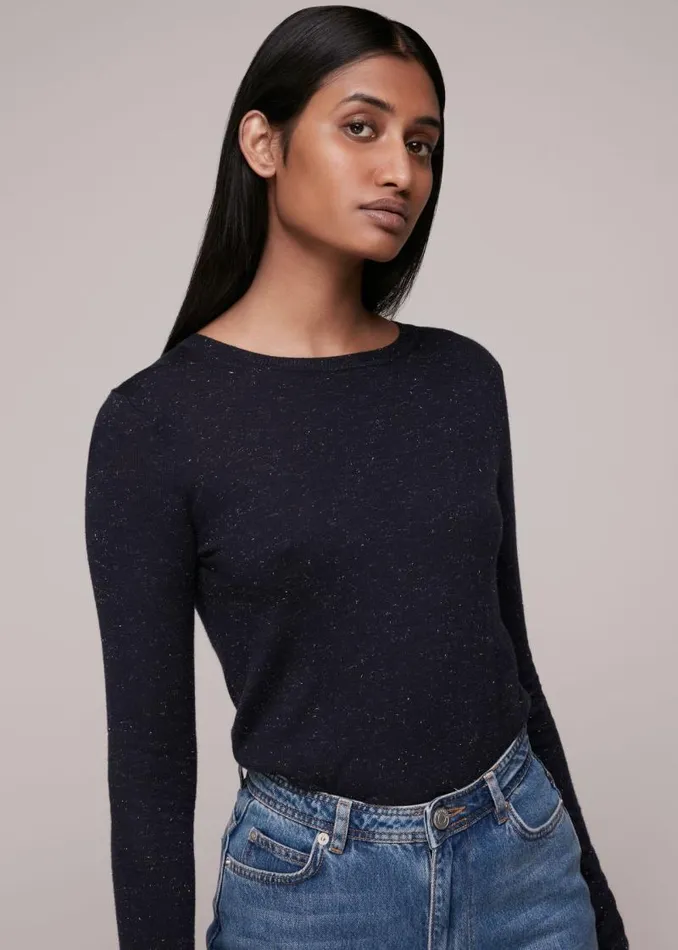 Whistles Sweaters and Cashmere Navy Annie Sparkle Sweater 8211 Women