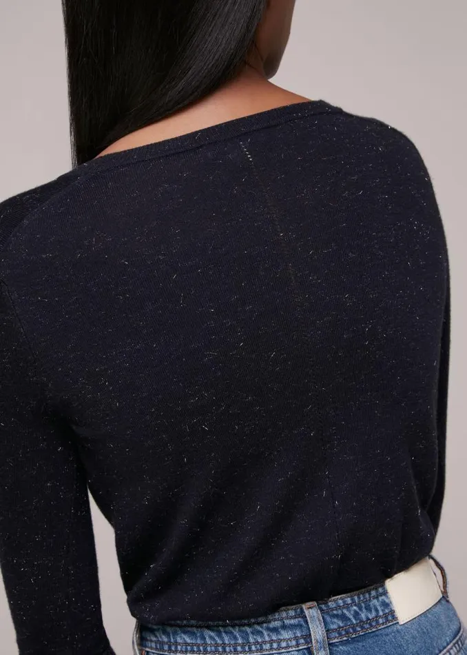 Whistles Sweaters and Cashmere Navy Annie Sparkle Sweater 8211 Women