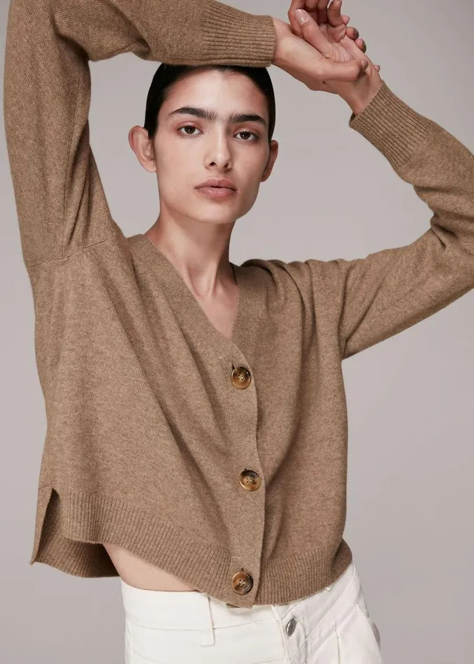 Whistles Sweaters and Cashmere Oatmeal Cashmere Cardigan 8211 Women