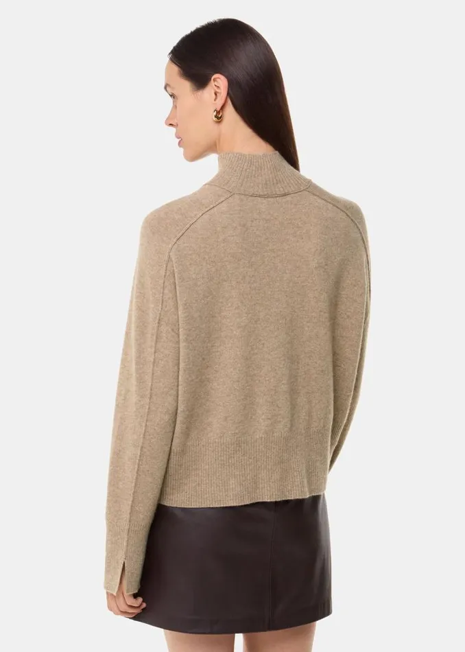 Whistles Sweaters and Cashmere Oatmeal Cashmere Mock Neck 8211 Women