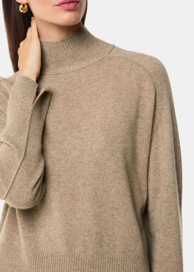 Whistles Sweaters and Cashmere Oatmeal Cashmere Mock Neck 8211 Women