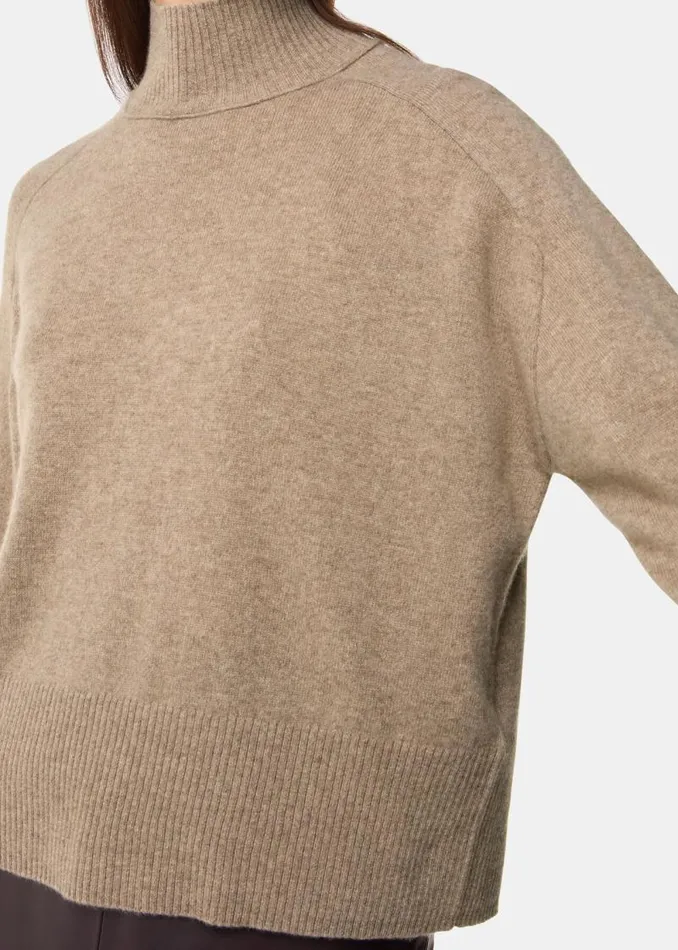 Whistles Sweaters and Cashmere Oatmeal Cashmere Mock Neck 8211 Women