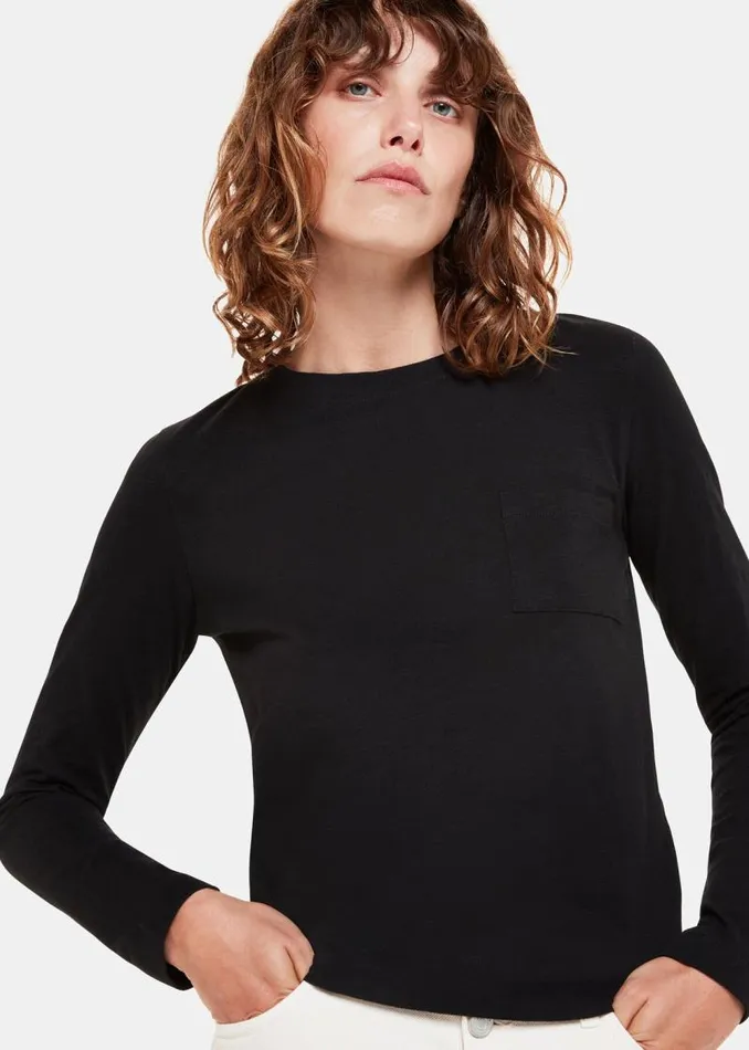 Whistles Tops Black Crew Neck Pocket Top 8211 Women