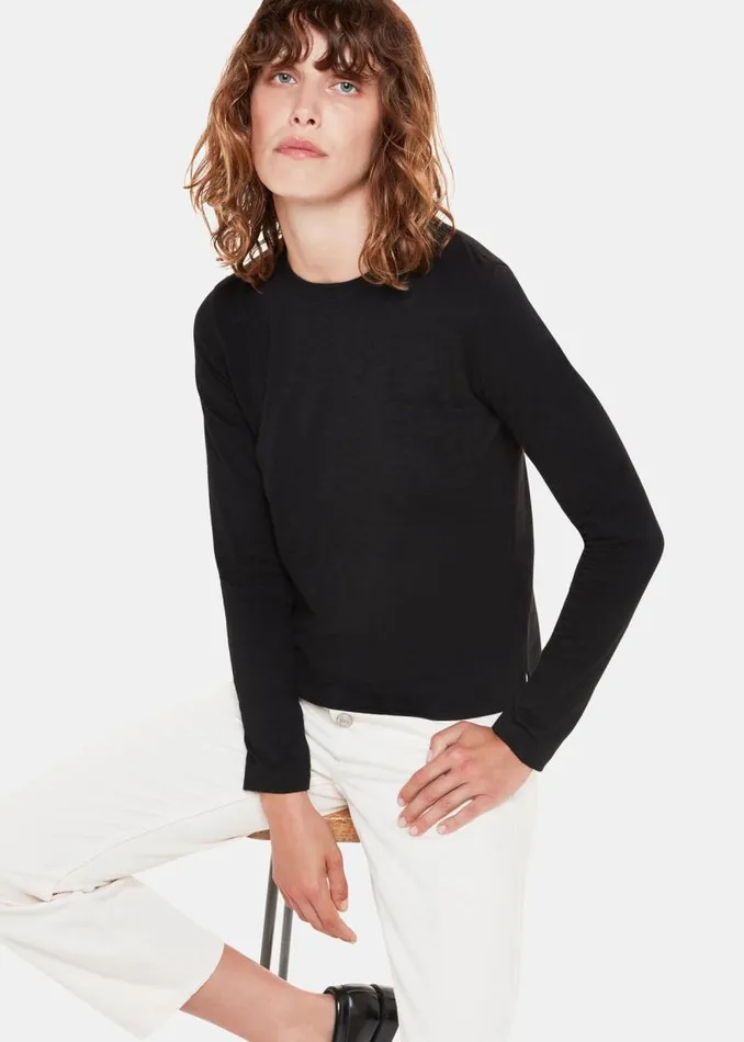 Whistles Tops Black Crew Neck Pocket Top 8211 Women
