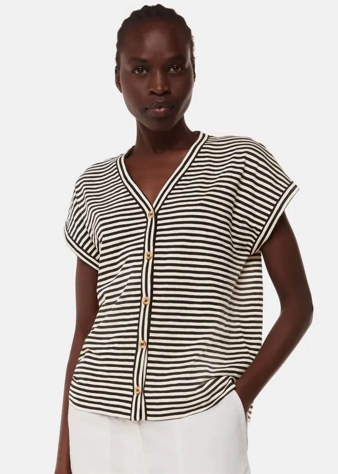 Whistles Tops Black Jilly Stripe Button Top 8211 Women