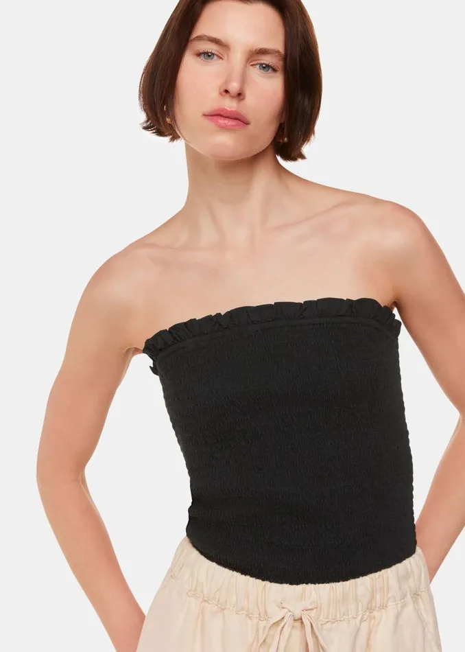 Whistles Tops Black Louisa Textured Top 8211 Women