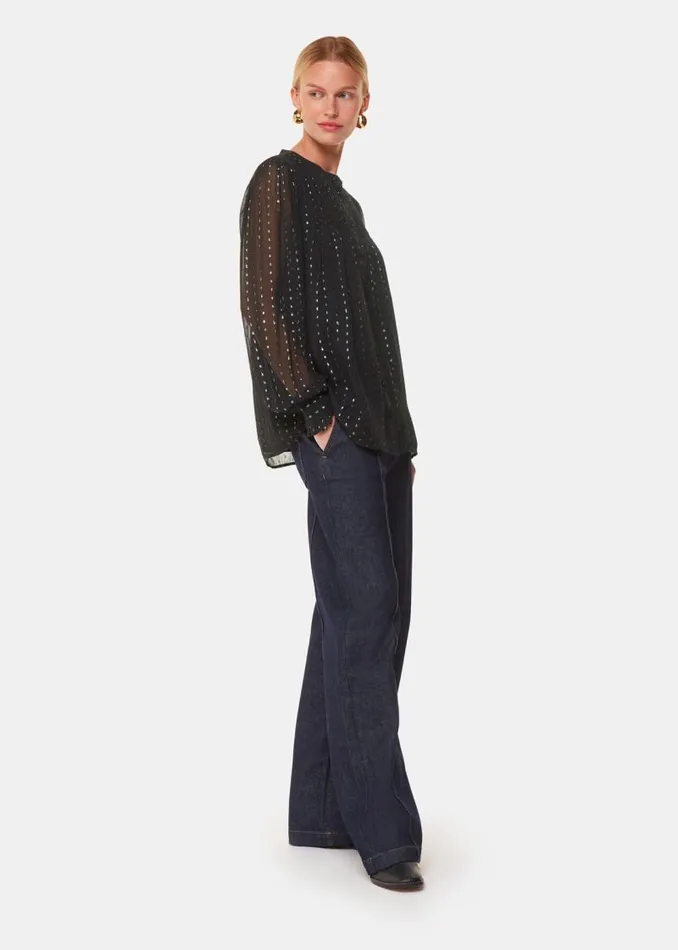 Whistles Tops Black Metallic Stripe Shirt 8211 Women