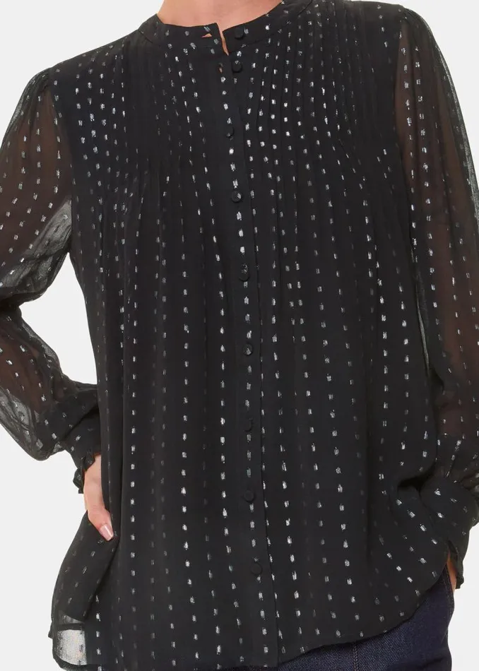 Whistles Tops Black Metallic Stripe Shirt 8211 Women