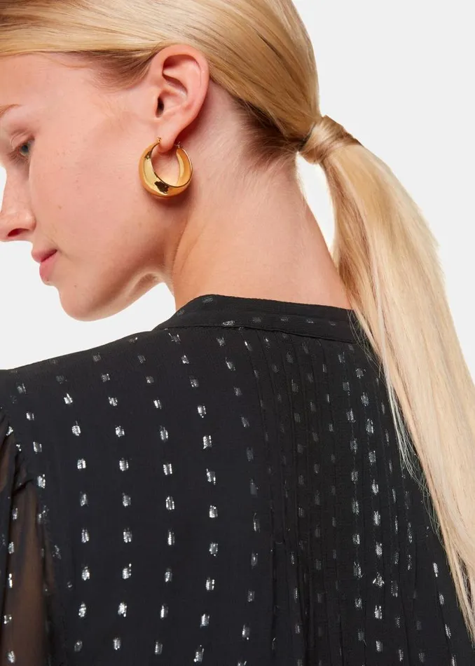 Whistles Tops Black Metallic Stripe Shirt 8211 Women