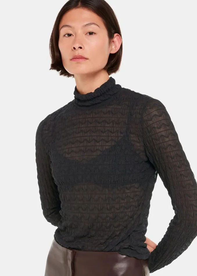 Whistles Tops Black Texture Ruched Top 8211 Women