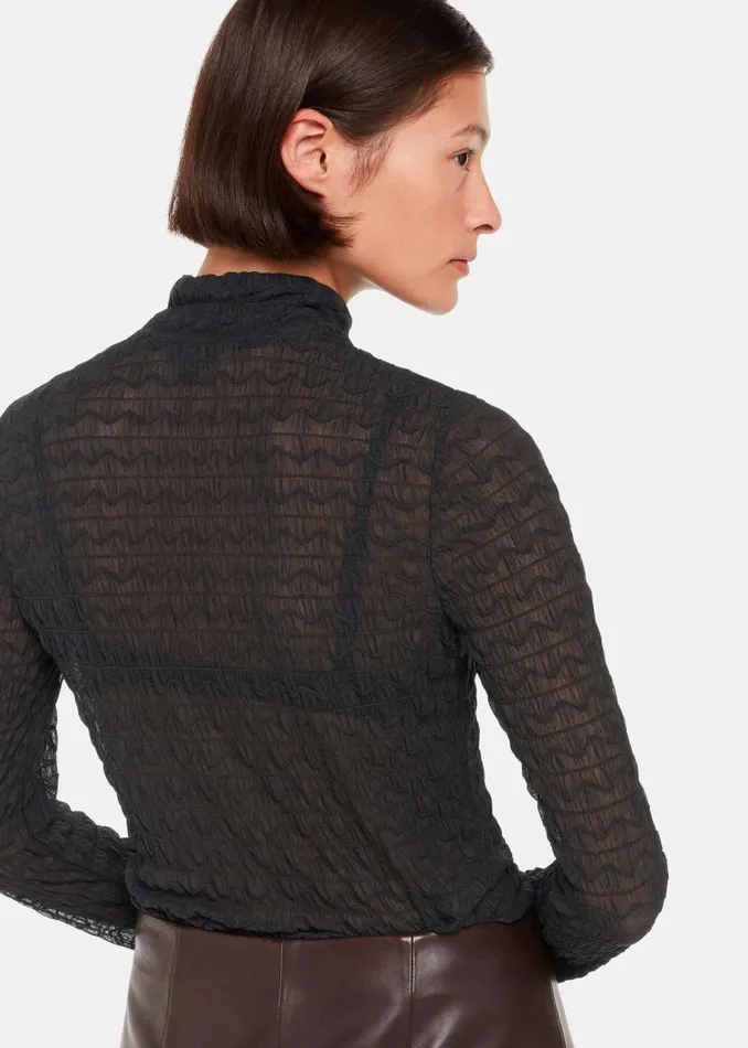 Whistles Tops Black Texture Ruched Top 8211 Women