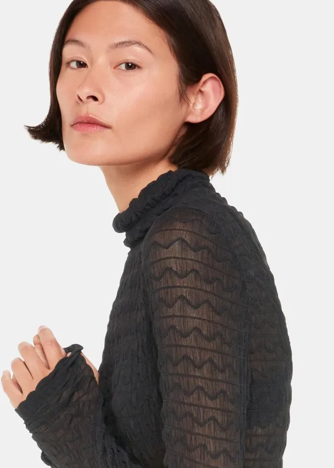 Whistles Tops Black Texture Ruched Top 8211 Women