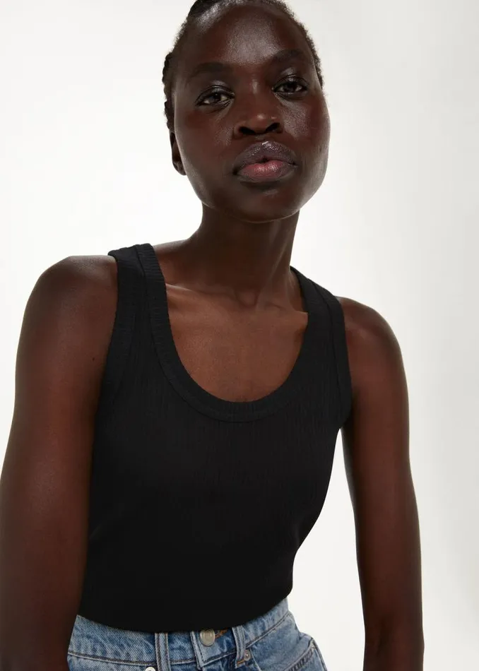 Whistles Tops Black Ultimate Ribbed Scoop Vest 8211 Women