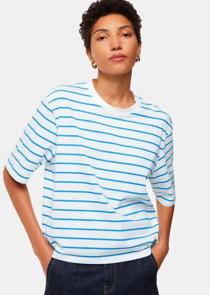 Whistles Tops Blue Stripe Short Sleeve Tshirt 8211 Women