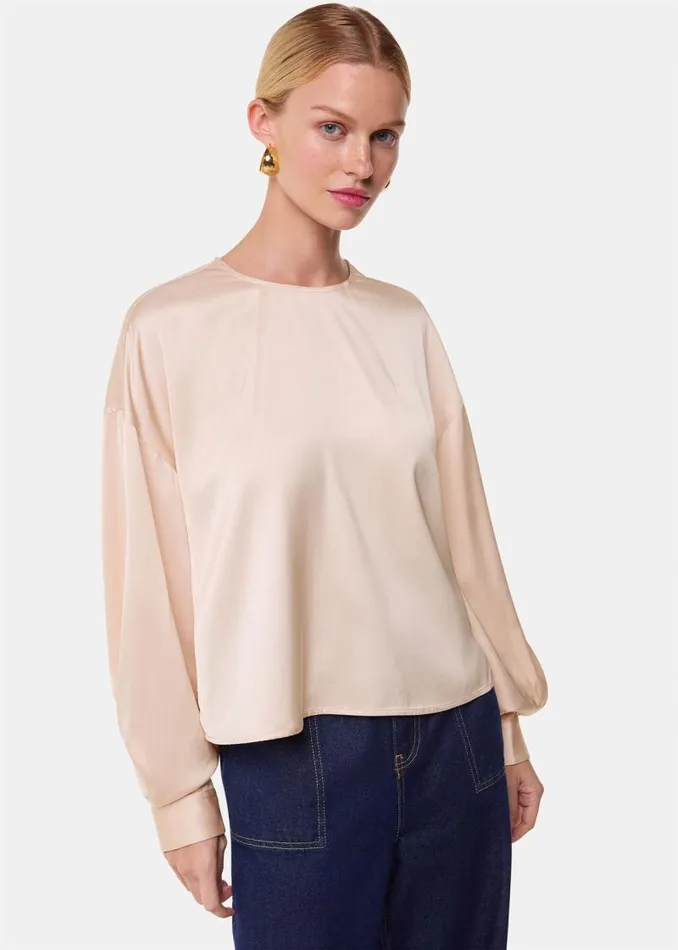 Whistles Tops Champagne Demi Satin Blouse 8211 Women